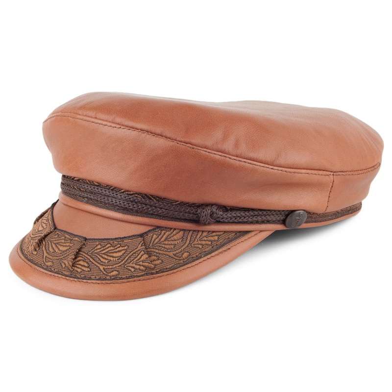 Jaxon & James Leather Greek Fisherman Cap – Light Brown 55