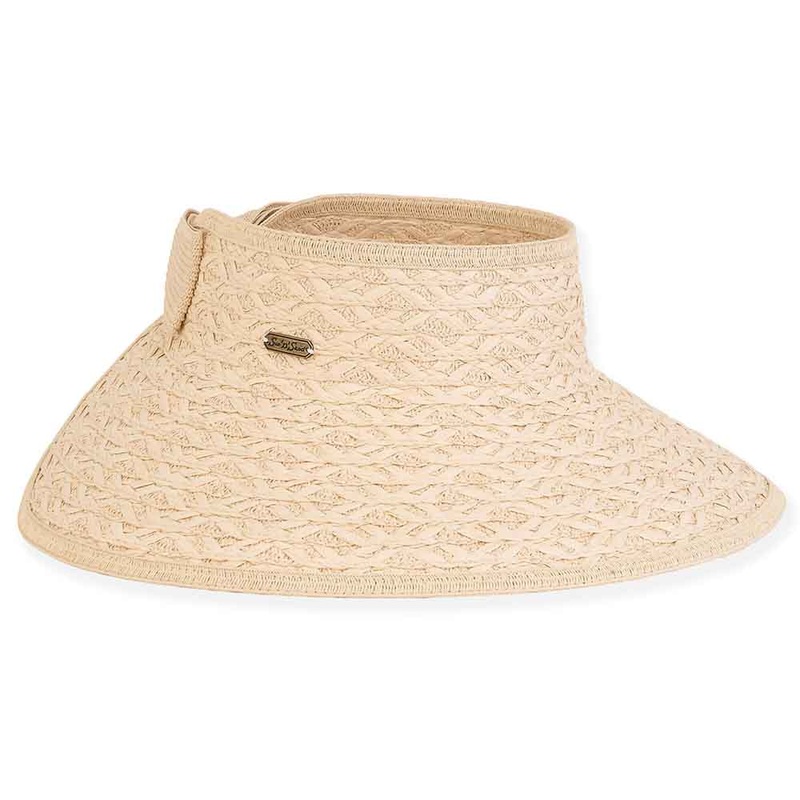 Kauksi Roll Up Visor Hat with Bow Closure – Sun ‘N’ Sand Hats Natural OS