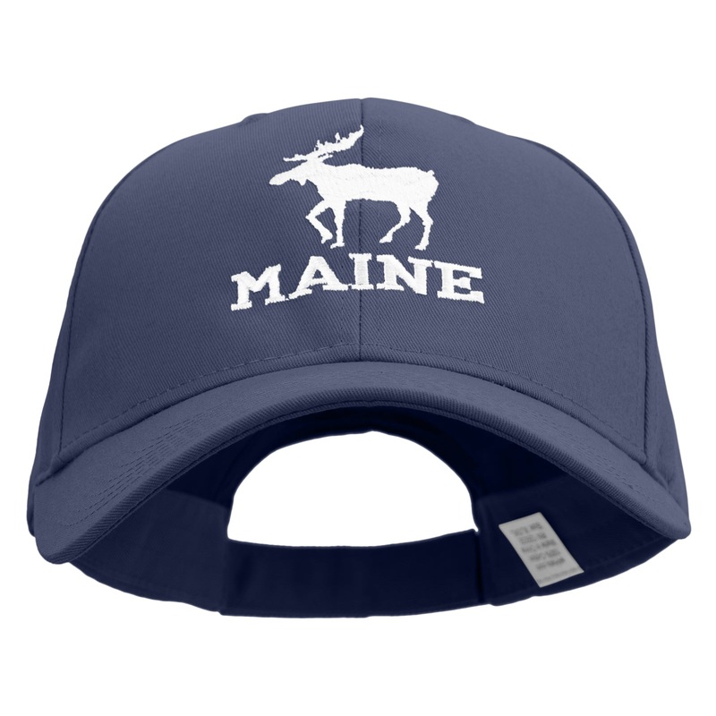 Maine State Moose Embroidered New Big Size High Profile Twill Cap Navy XL-3XL