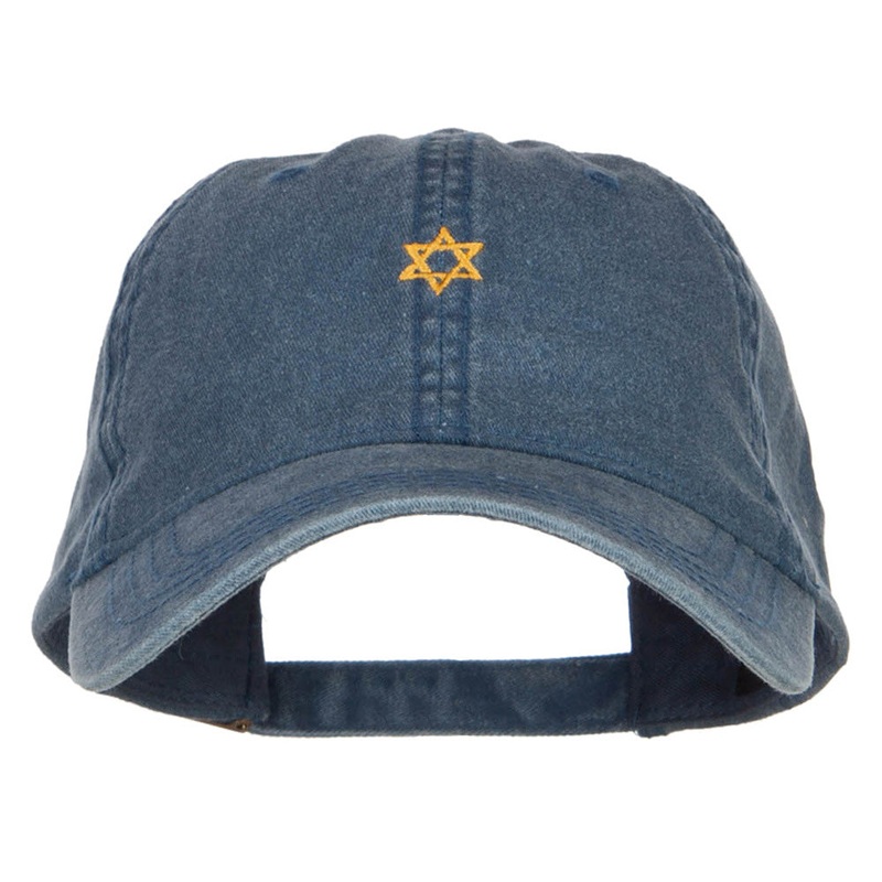 Mini Jewish Star of David Embroidered Cap Navy One Size