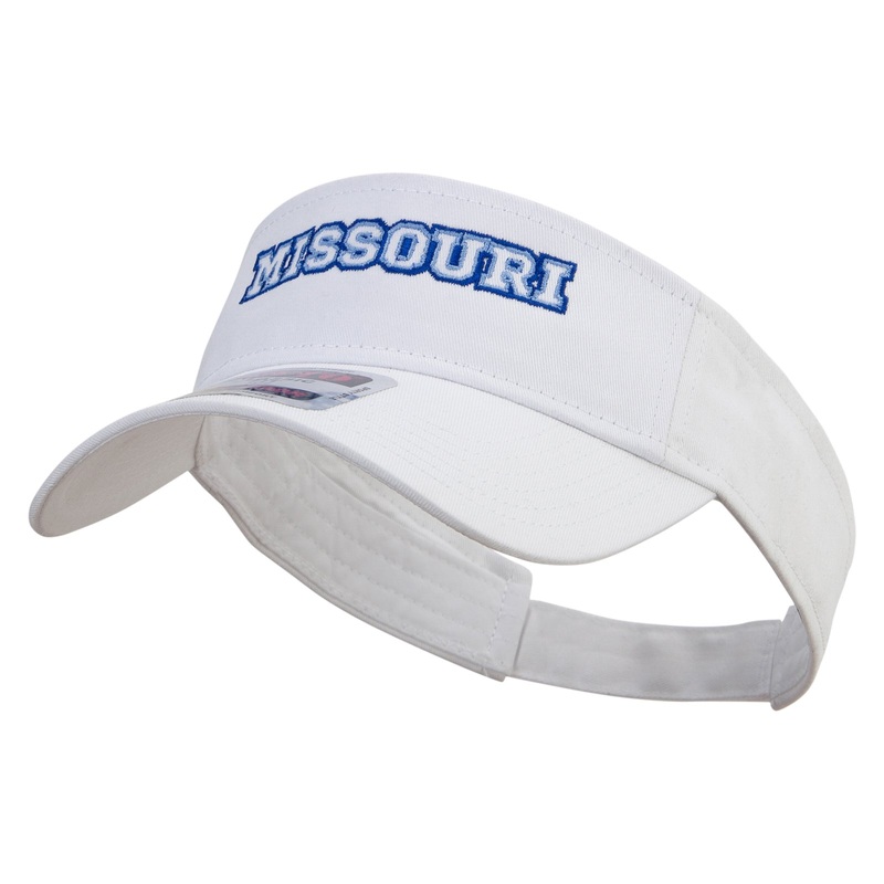 Missouri Typography Logo Embroidered Cotton Twill Sun Visor White One Size