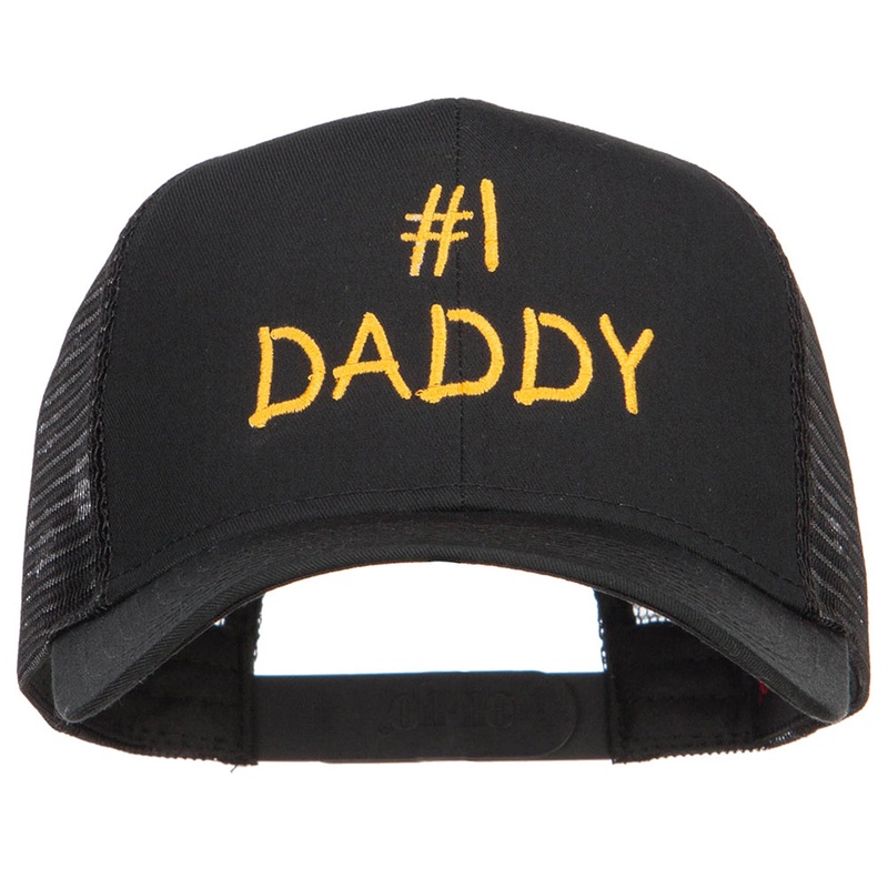 Number 1 Daddy Letters Embroidered Solid Mesh Cap Black One Size