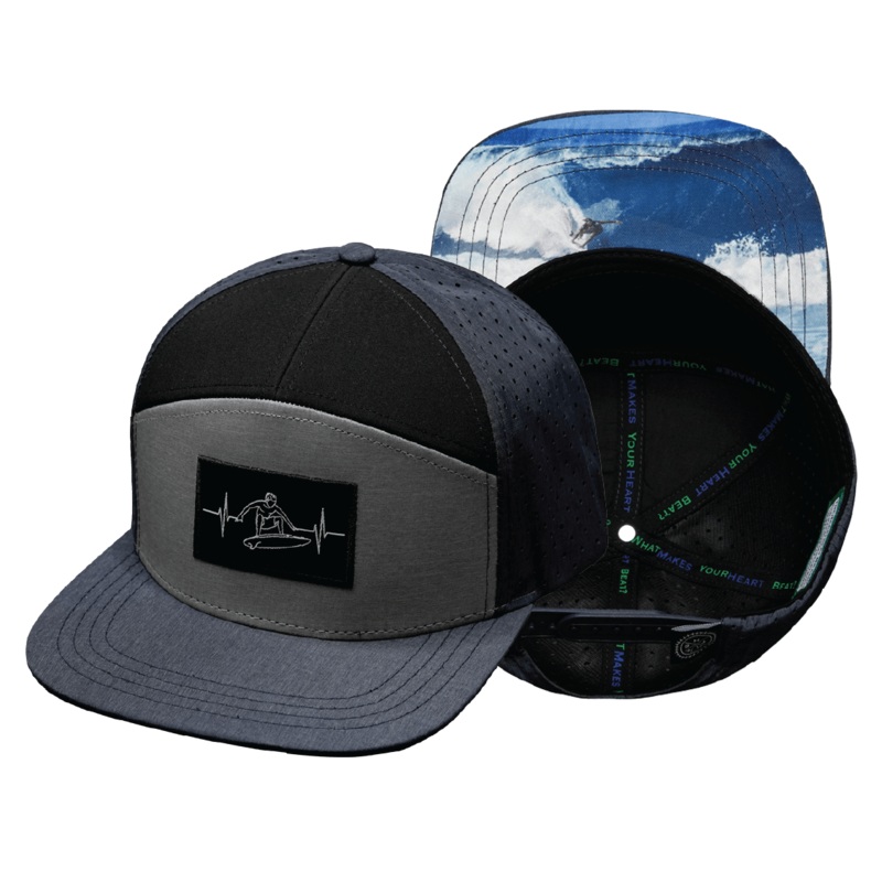 Surf Hat – Flat Bill – Navy / Gray / Black – Laser Mesh