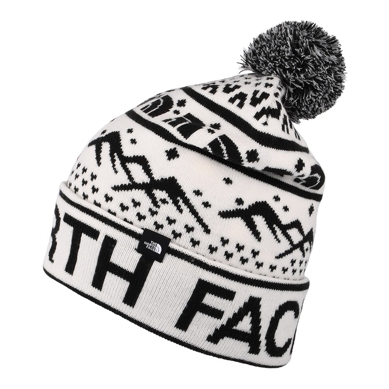 The North Face Ski Tuke Bobble Hat – Off White-Black 1-Size