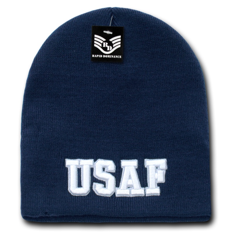 United States Air Force Beanie, Air Force Knit Cap, USAF Beanie, USAF Text – Rapid Dominance S90 Navy