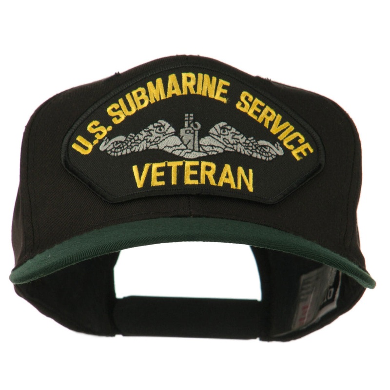 US Submarine Service Veteran Military Patched Two Tone High Cap Green Black One Size