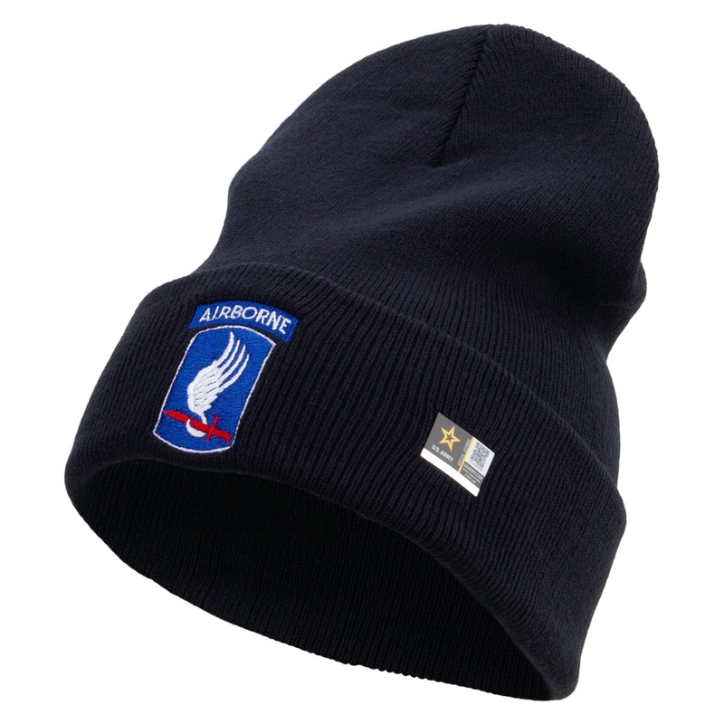 173rd Airborne Brigade Combat Team Embroidered 12 Inch Long Knitted Beanie Navy One Size