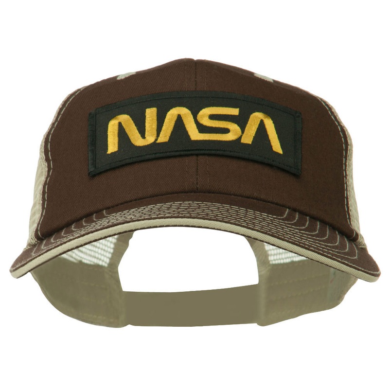 Black NASA Big Size Garment Washed Mesh Patched Cap Brown Beige XL-3XL