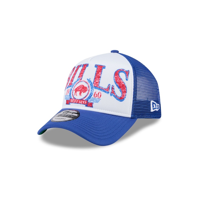 Buffalo Bills Distressed 9FORTY A-Frame Trucker Hat One Size