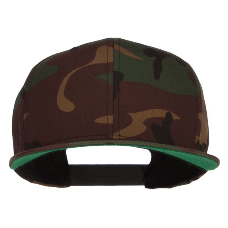 Camo Flexfit Flat Bill Cap Green One Size