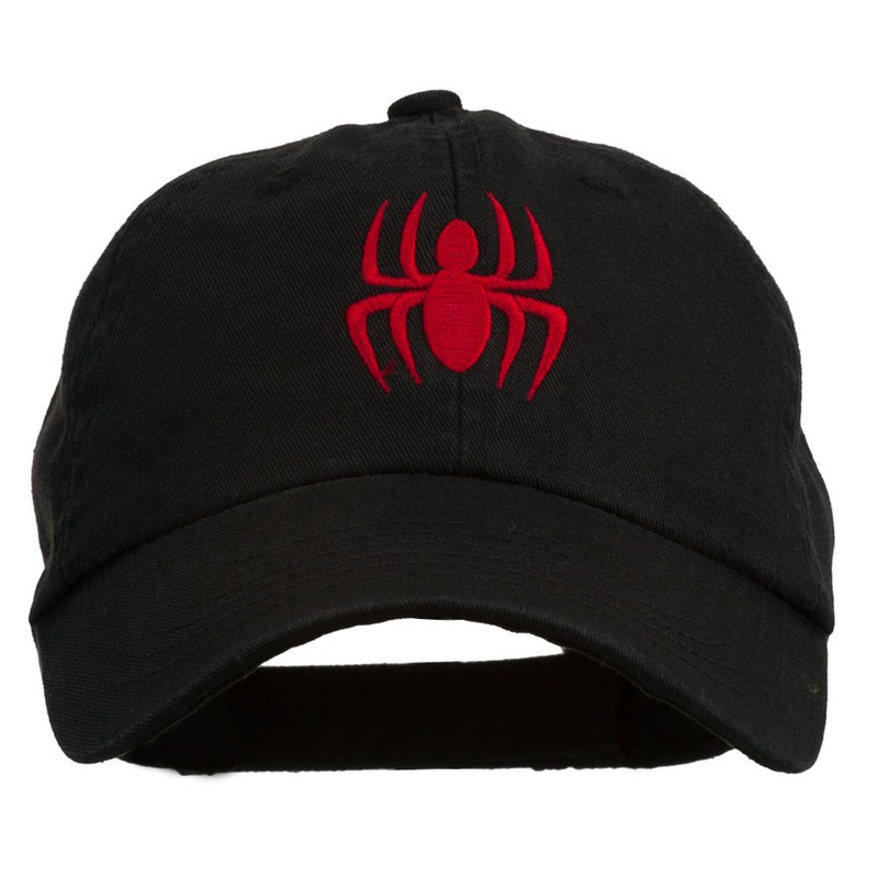 Halloween Spider Embroidered Pet Spun Washed Cap Black One Size