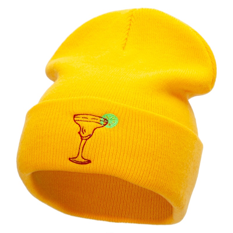 La Margarita Embroidered 12 Inch Long Knitted Beanie Yellow One Size