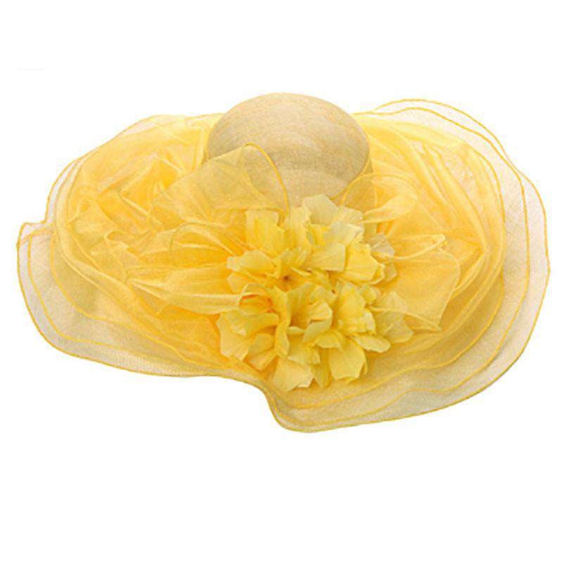 Layered Sinamay and Organza Derby Hat Yellow