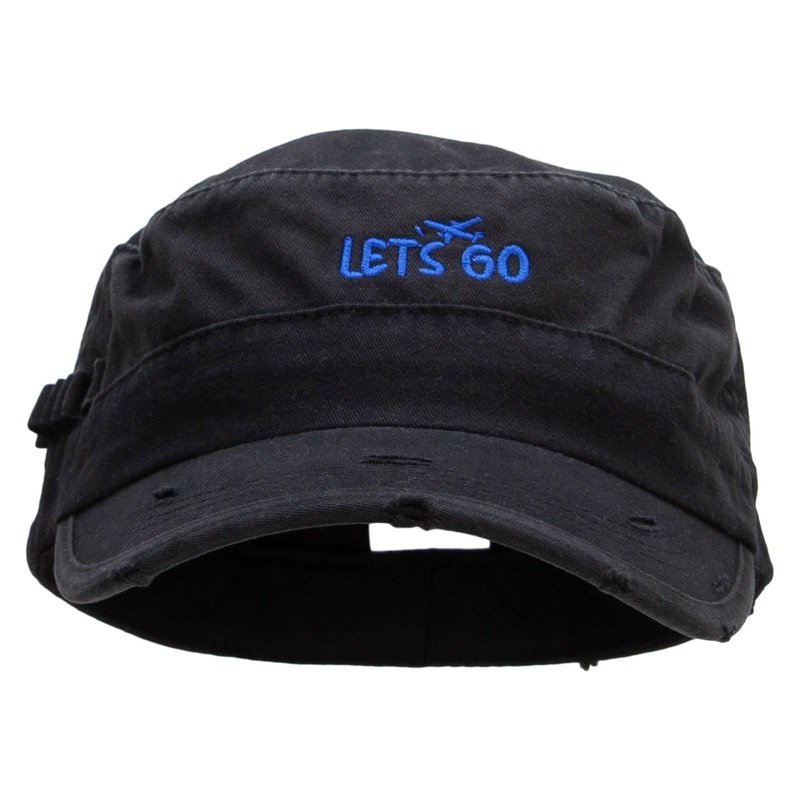 Let’s Go Fly Washed Cotton Fitted Army Cap Black S-M