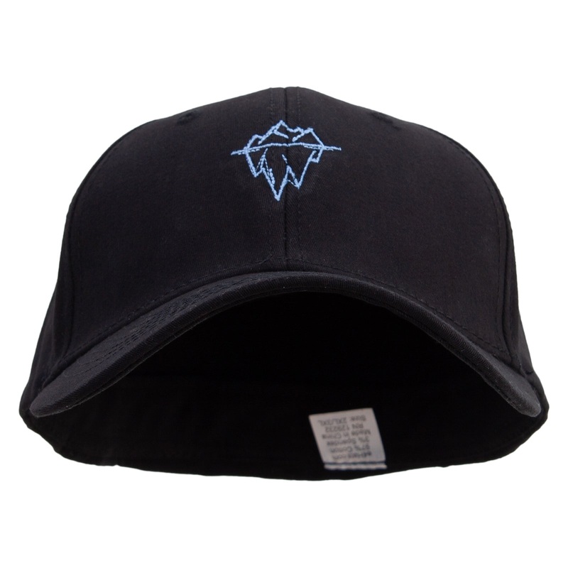 Linear Iceberg Embroidered Big Size Stretchable Deluxe Fitted Cap Black XL-2XL