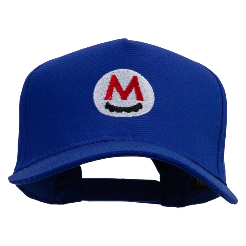 Mario Mustache Icon Embroidered Five Panels Pro Style Cap Royal One Size