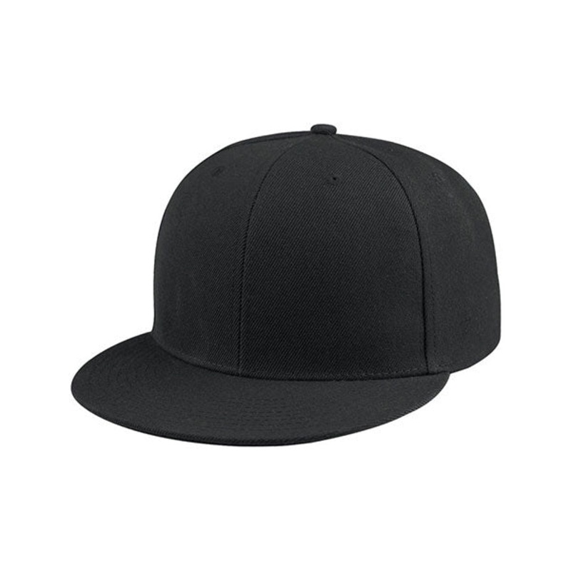 Mega Cap 6996B Flat Bill Fitted Cap Black Pinstripe S