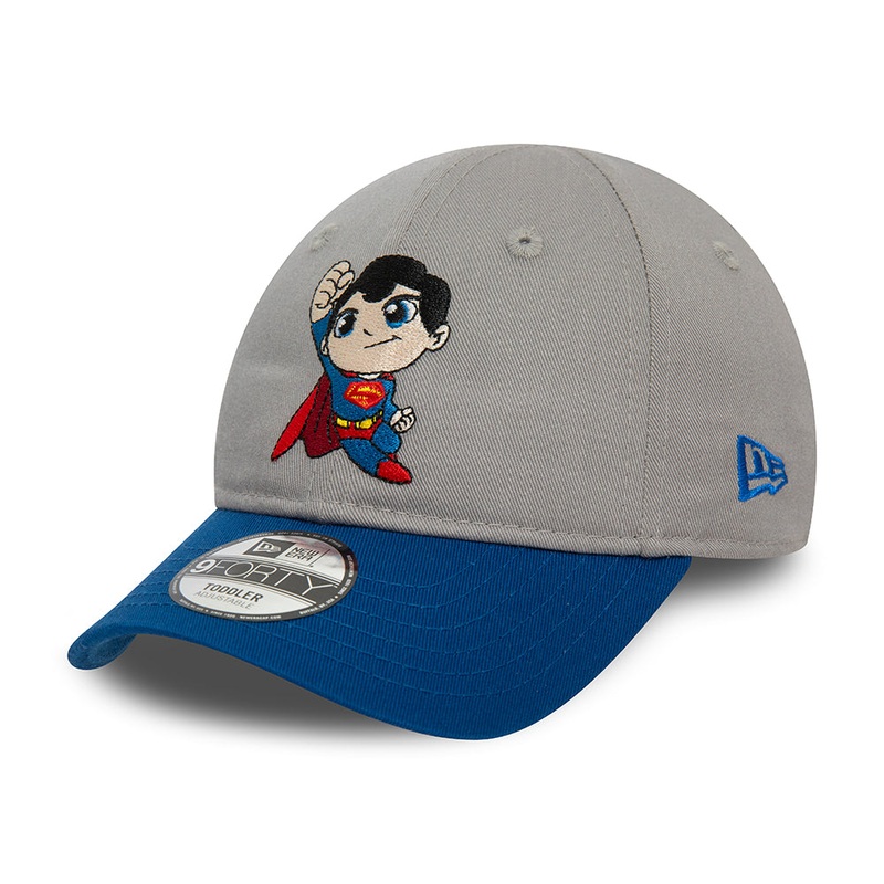 New Era Kids 9FORTY Superman Baseball Cap – DC Comics Hero – Grey-Blue TODDLER ADJ