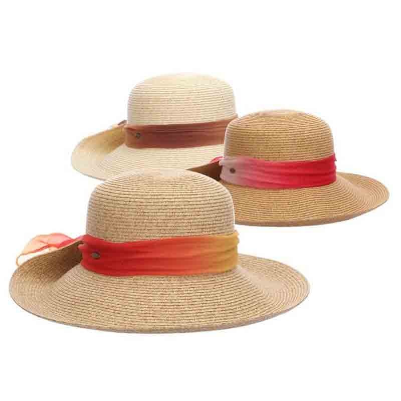 Pinned Up Brim Sun Hat with Tie Dye Chiffon Scarf – Scala Collezione Orange