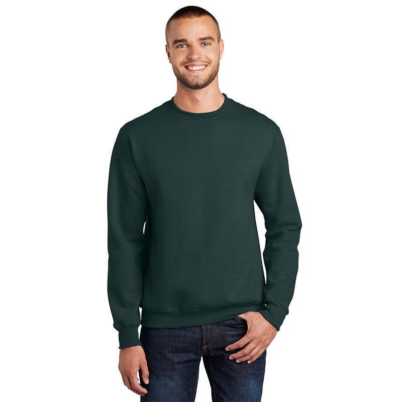 Port & Company PC90 Essential Fleece Crewneck Sweatshirt – Dark Green Dark Green S