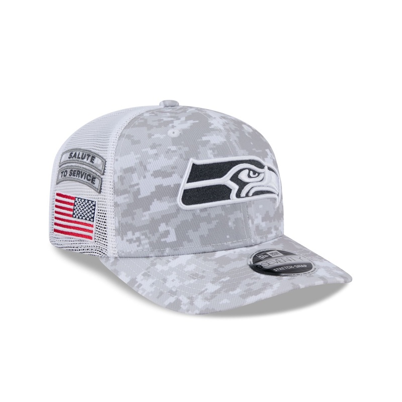 Seattle Seahawks 2024 Salute to Service 9SEVENTY Trucker Hat One Size
