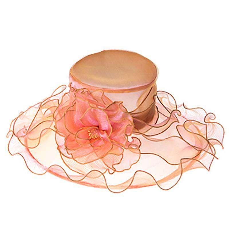 Textured Sheer Organza Hat Coral