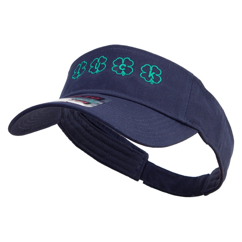 The Lucky Clover of St.Patrick Embroidered Cotton Twill Sun Visor Navy One Size