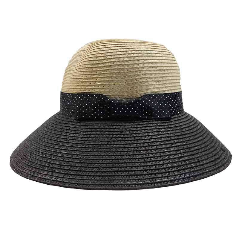 Black Polka Dot Ribbon Bow Big Brim Sun Hat – Jones New York Black