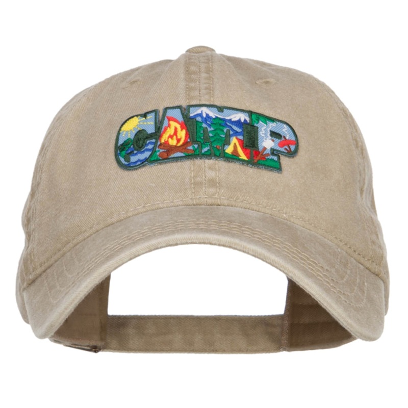 Camping Fun Patch Washed Cap Khaki One Size