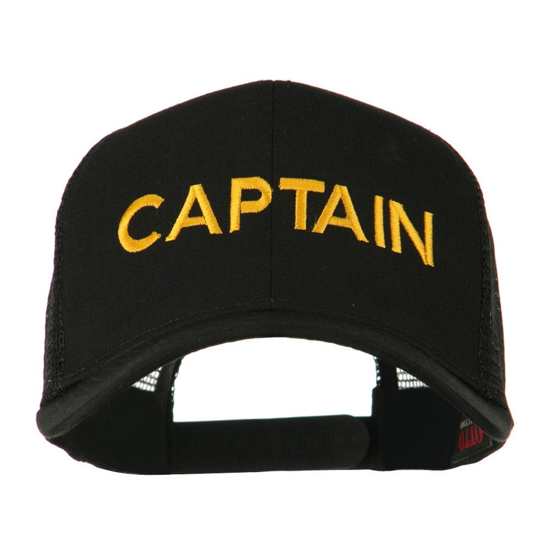 Captain Embroidered Mesh Back Cap Black One Size
