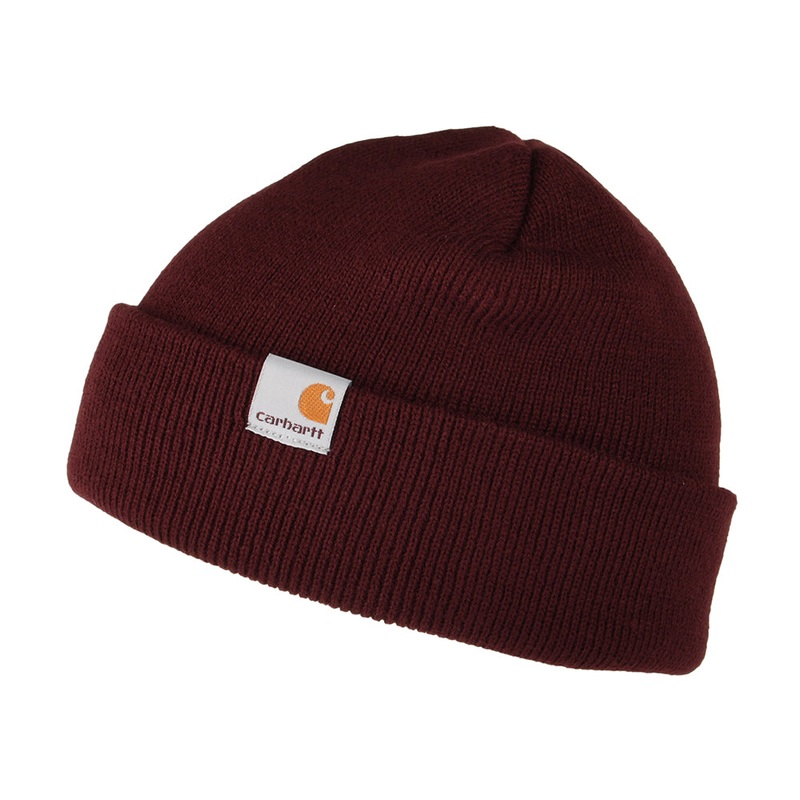 Carhartt WIP Hats Stratus Short Watch Beanie Hat – Burgundy 1-Size