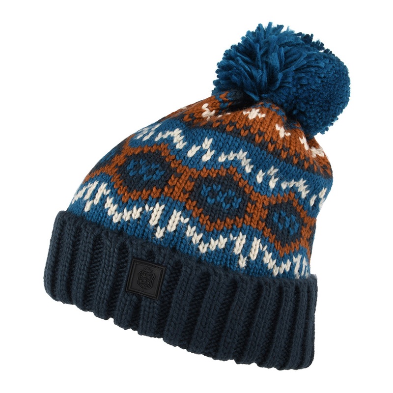 Failsworth Hats Fair Isle Bobble Hat – Petrol 1-Size