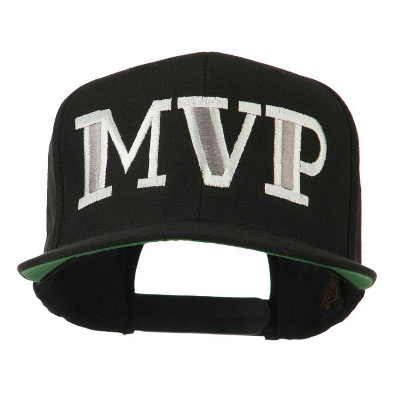 MVP Embroidered Flat Bill Cap Black One Size