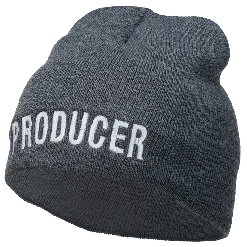 Producer Embroidered Short Beanie Dk Grey One Size