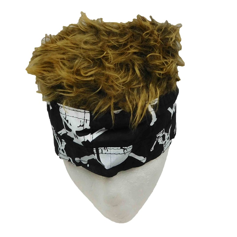 Skull Black Bandana with Brown Hair Black Skull
