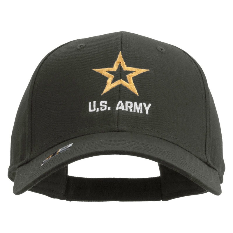 Star US Army Embroidered Solid Cotton Twill Low Profile Strap Cap Charcoal One Size