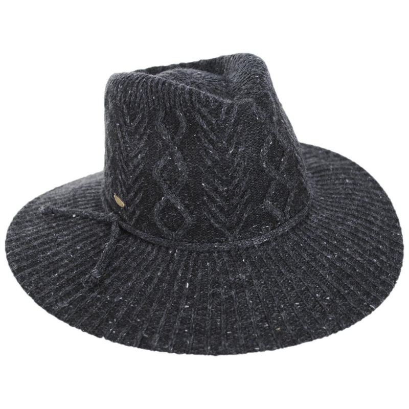 Arana Cable Knit Fedora Hat BLACK ONE SIZE FITS MOST