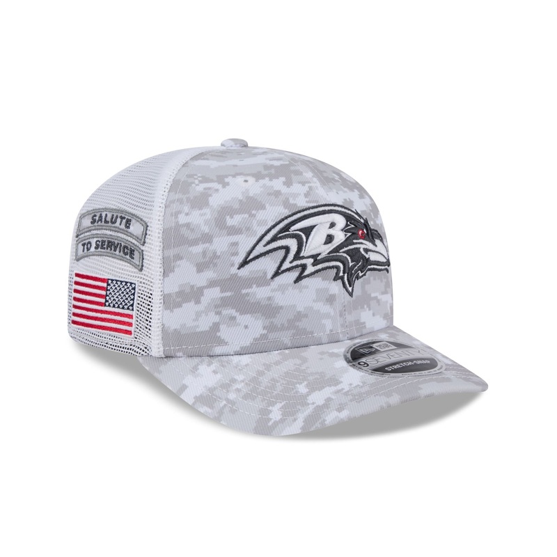 Baltimore Ravens 2024 Salute to Service 9SEVENTY Trucker Hat One Size