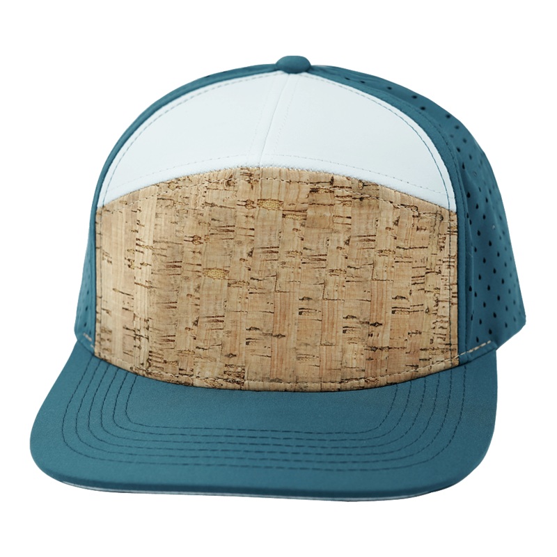 Blank – 7 Panel – Cork – Dark Teal / White (Unisex) – Laser Mesh