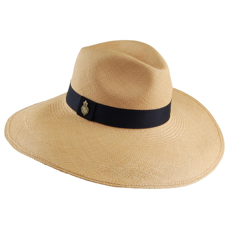Christys Hats Classic Jessica Wide Brim Panama Hat With Navy Band – Natural 55