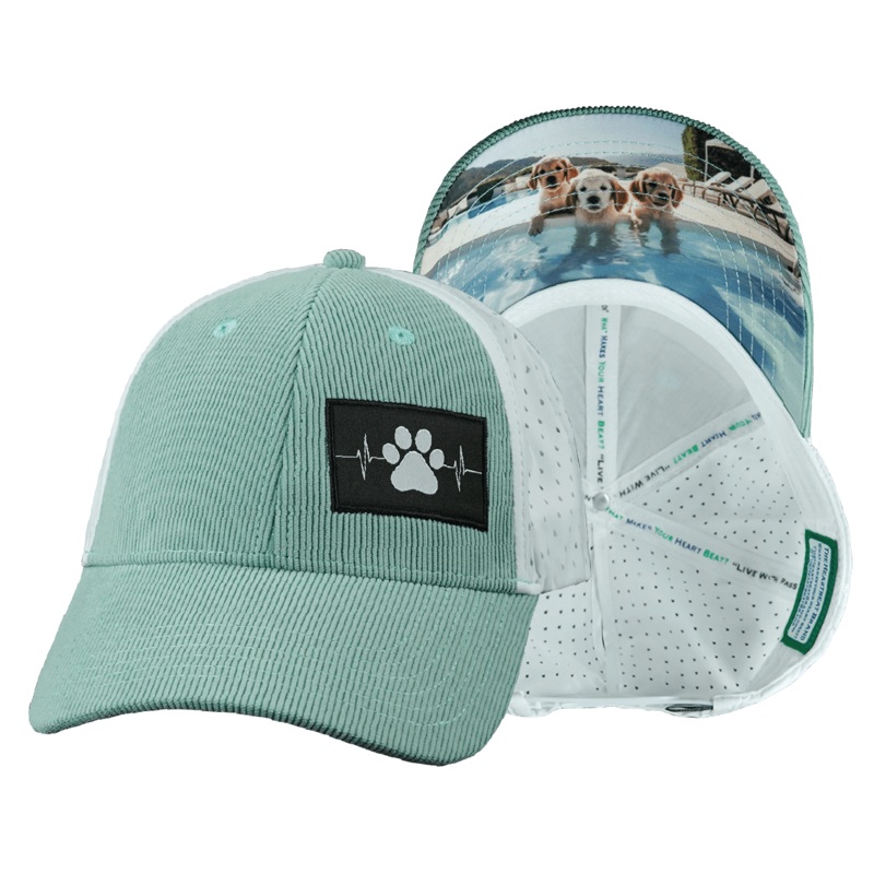 Dog Hat – Low Profile – Ponytail – Corduroy – Mint /  – Laser Mesh