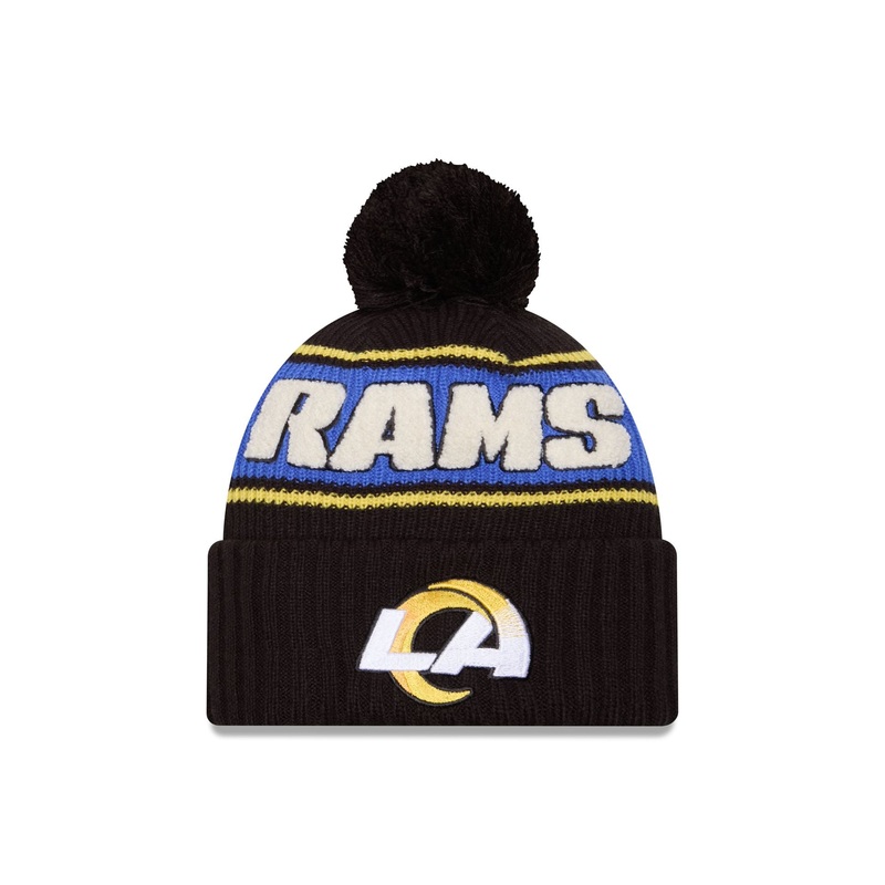 Los Angeles Rams 2024 Cold Weather Black Pom Knit Hat One Size