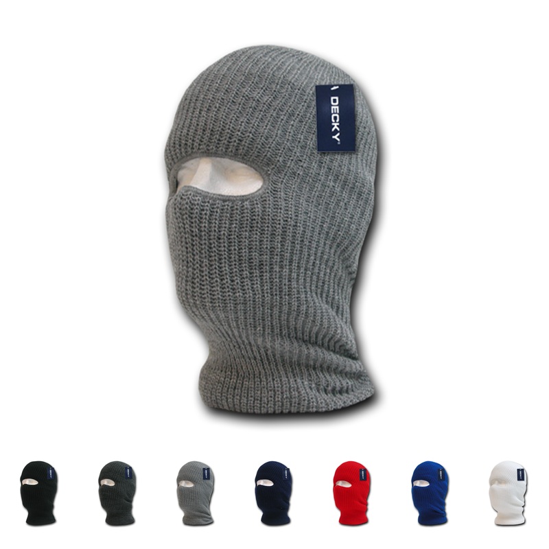 Lot of 6 Decky Face Masks (1-Hole) Ski Mask Balaclava Cover Bulk Black