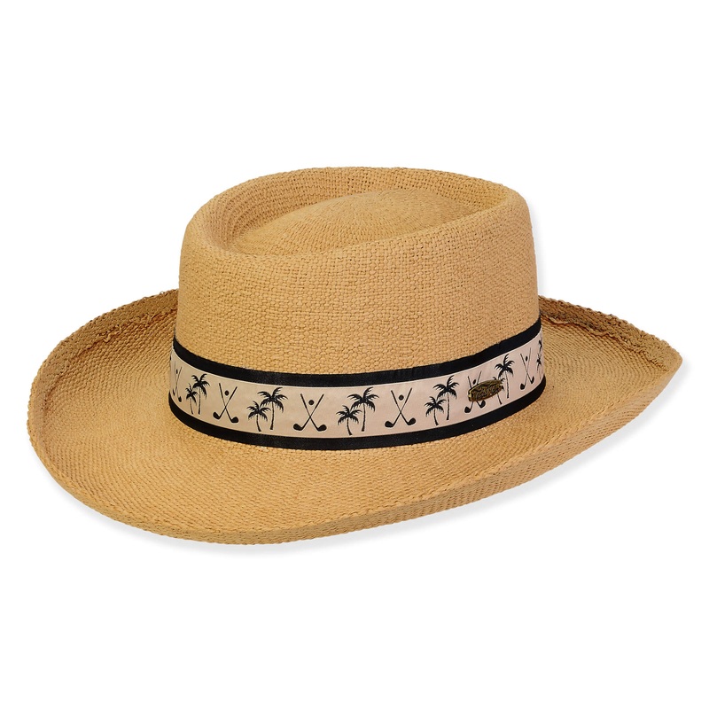 Men’s Toyo Gambler with Golf and Palm Tree Band – Tidal Tom Hats Natural Medium (57 cm)