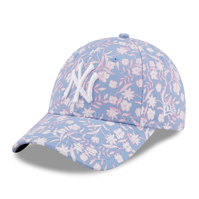 New Era Womens 9FORTY New York Yankees Baseball Cap – MLB Floral – Light Blue Adjustable