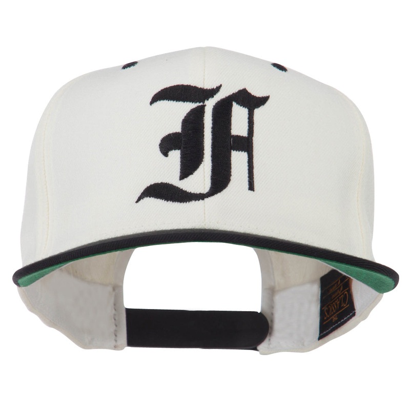 Old English F Embroidered Flat Bill Cap Natural Black One Size