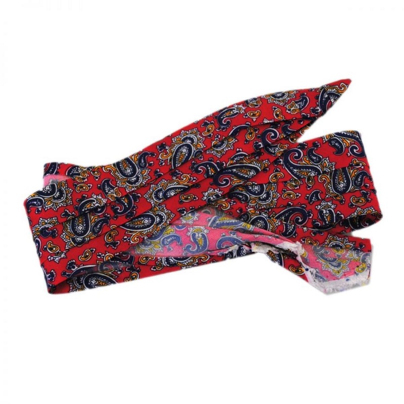 Paisley 3-Pleat Puggaree Hat Band RED ADJUSTABLE