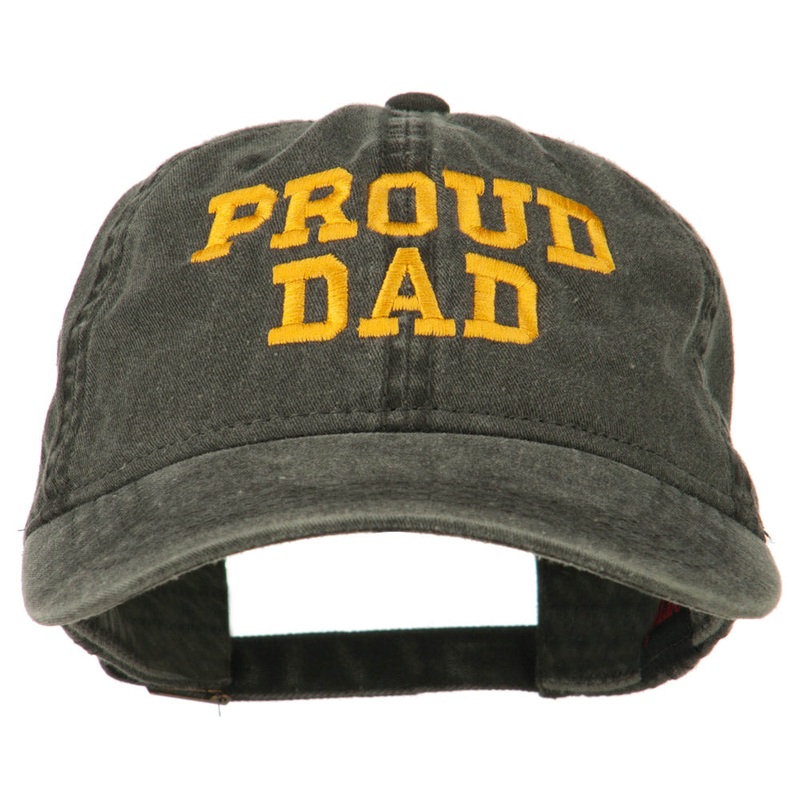 Proud Dad Letters Embroidered Washed Cotton Cap Black One Size