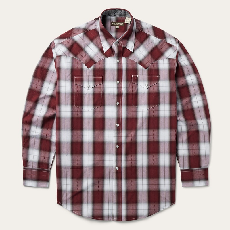Shadow Plaid Western Shirt Wine S