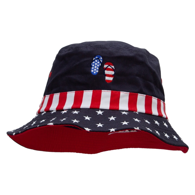 United Sandals Embroidered USA Flag Bucket Hat Flag M